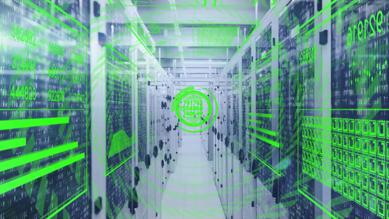 animación de formas y procesamiento de datos en la sala del servidor