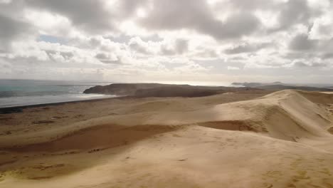 Dramatic-scenery-of-Giant-Sand-Dunes-at-New-Zealand-shore-aerial-orbit