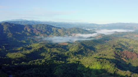 Beautiful-view-of-the-clouds-over-the-town-of-constanza,-Dominican-Republic,-starting-the-day