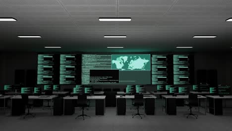 centro de datos moderno o sala de servidores por la noche