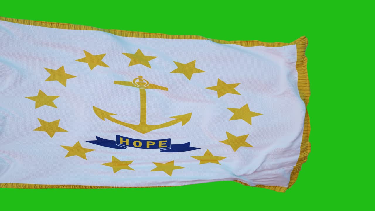 bandera de rhode island en pantalla verde. perfecto para su propio fondo usando pantalla verde. renderización 3d