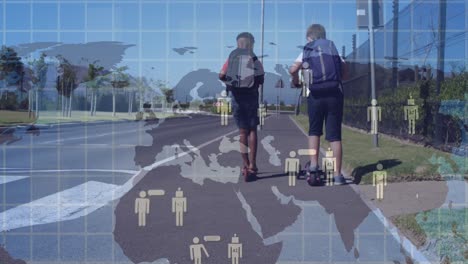 Animation-of-ai-data-connections-on-world-map-over-road
