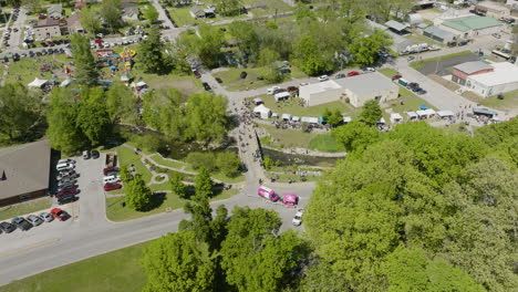 aerial view of sager creek in siloam springs during dogwood festival in arkansas