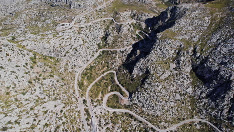 Aerial-View-Of-Colls-dels-Reis-And-Nus-De-Sa-Corbata-Roads-In-Escorca,-Balearic-Islands,-Spain