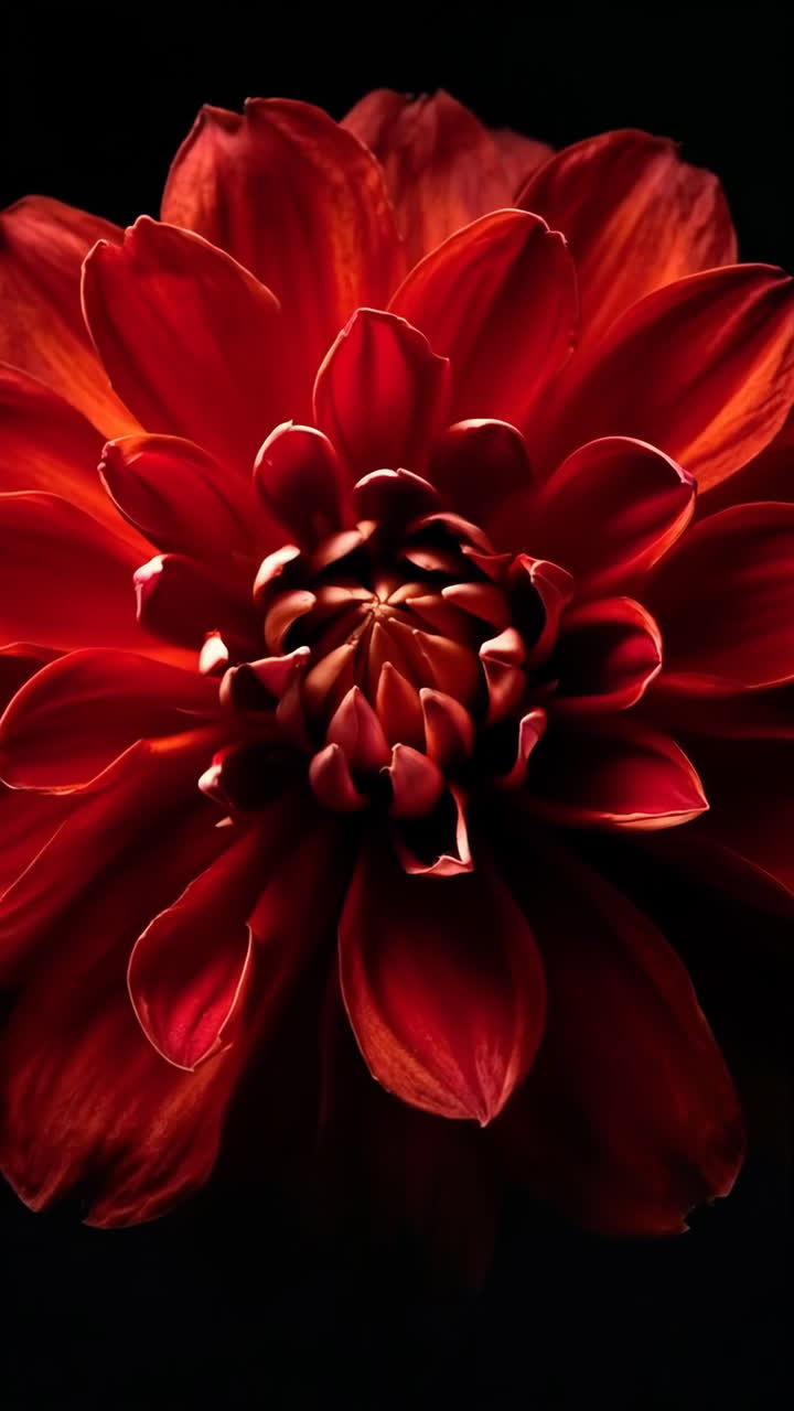 Vibrant Red Dahlia Bloom on Dark Background