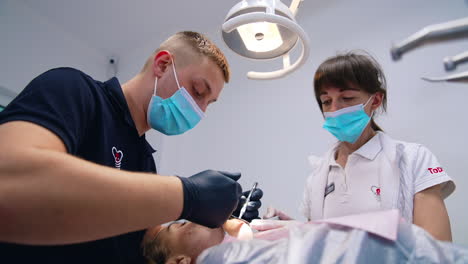 professional tooth healthcare clinic. dentist stomatology doctors working in modern hospital.