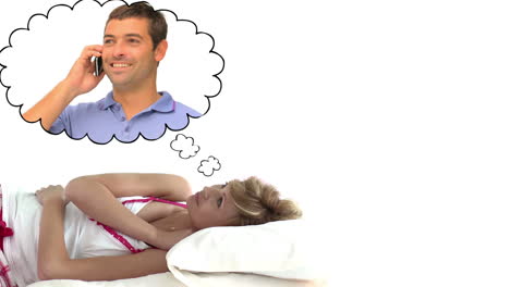 la mujer se despierta.