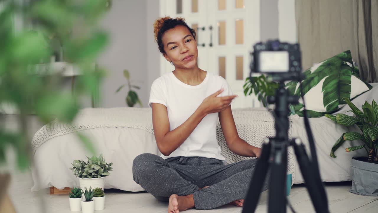 Young Woman Vlogging at Home