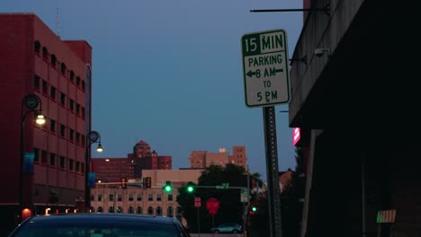 15 minutes parking 8am to 5pm road sign timelapse in rockford illinois, usa