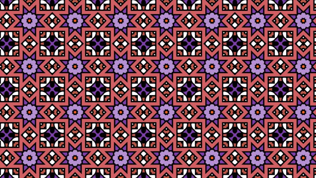 animación de patrón de mosaico transparente con signos florales. panorámica