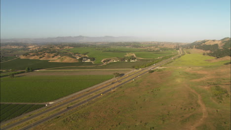 helicopter low level aerial of santa barbara county vineyards california 5