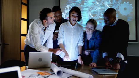 executives discussing over digital tablet in conference room 4k