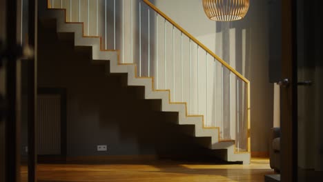 modern concrete staircase in a bright home interior