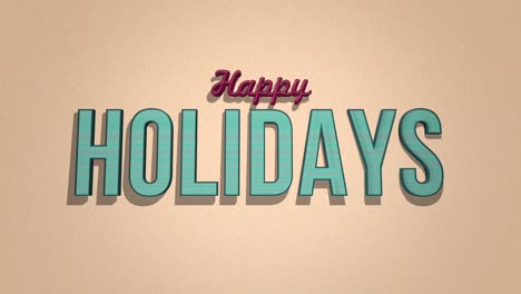 stunning staggered text overlay happy holidays in blue and green on beige background