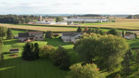 aerial of backyard views in rural american countryside