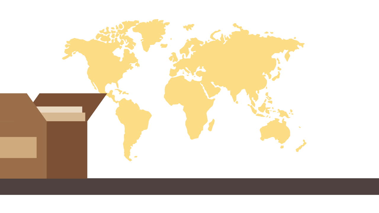 box carton and earth planet maps
