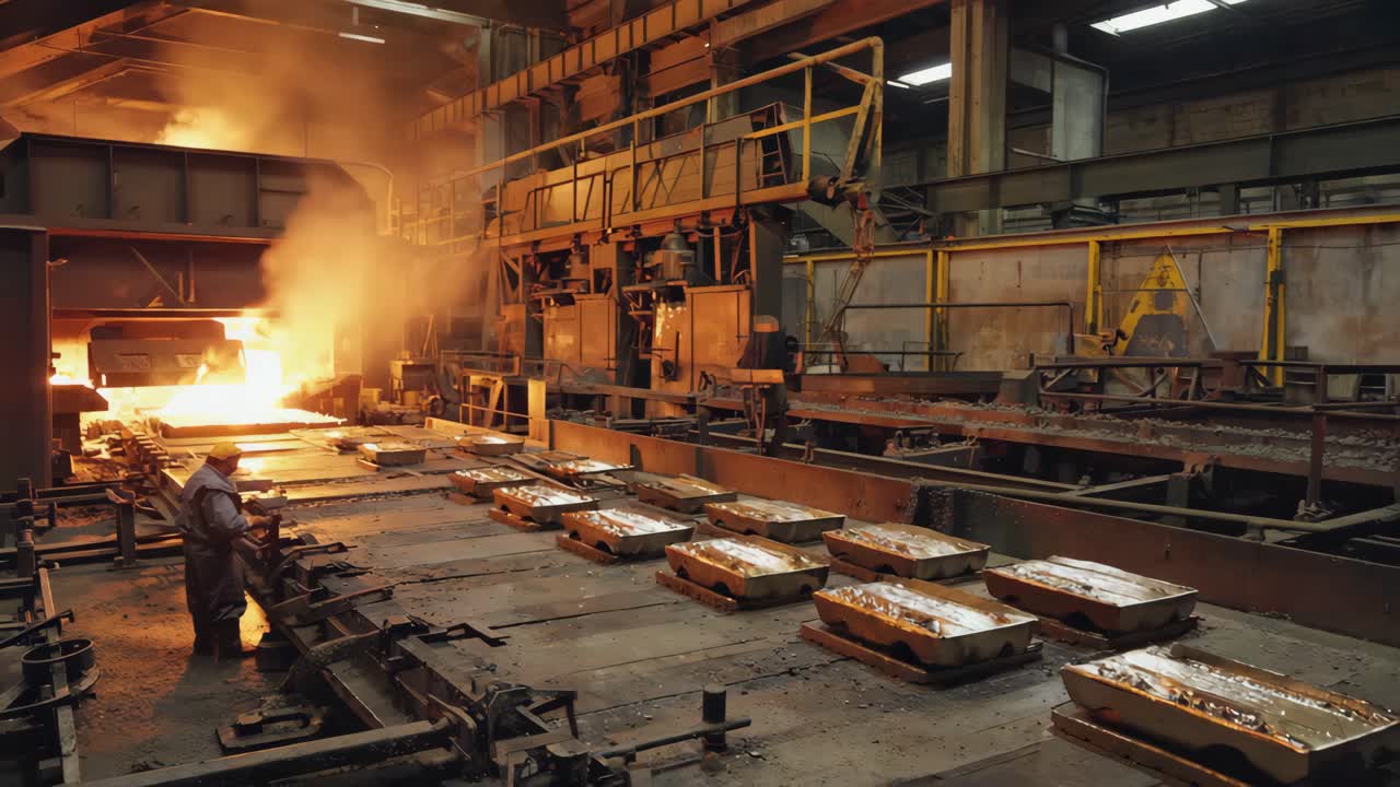 processo di fusione dei metalli in una fonderia