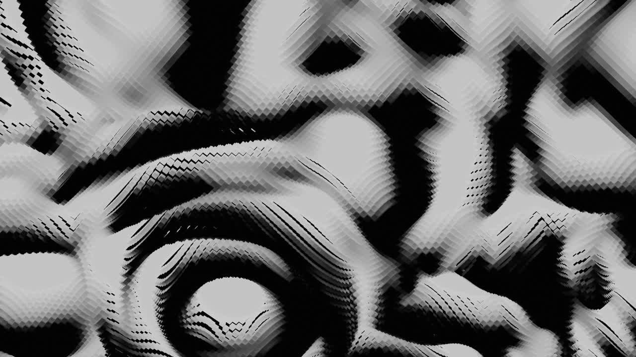 Boucle continue d’une texture ondulée abstraite en noir et blanc