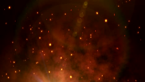 flying fire sparks in the air