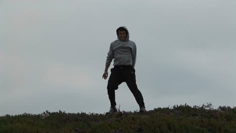 a man does cartwheels