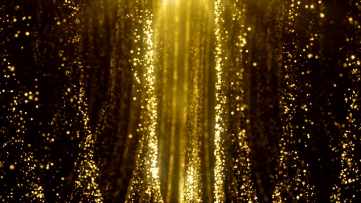 Particelle, glitter dorato, bokeh, polvere scintillante, sfondo astratto in loop