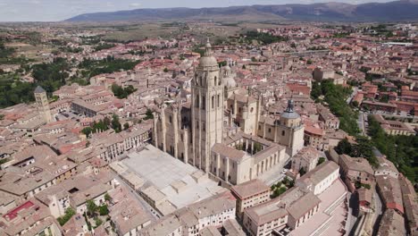 beautiful aerial perspective of cathedral of segovia