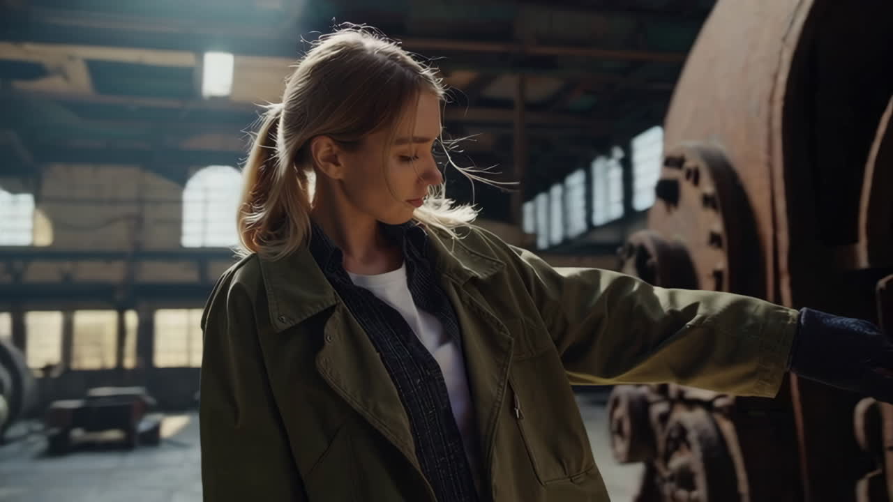 Woman in a Rusty Factory