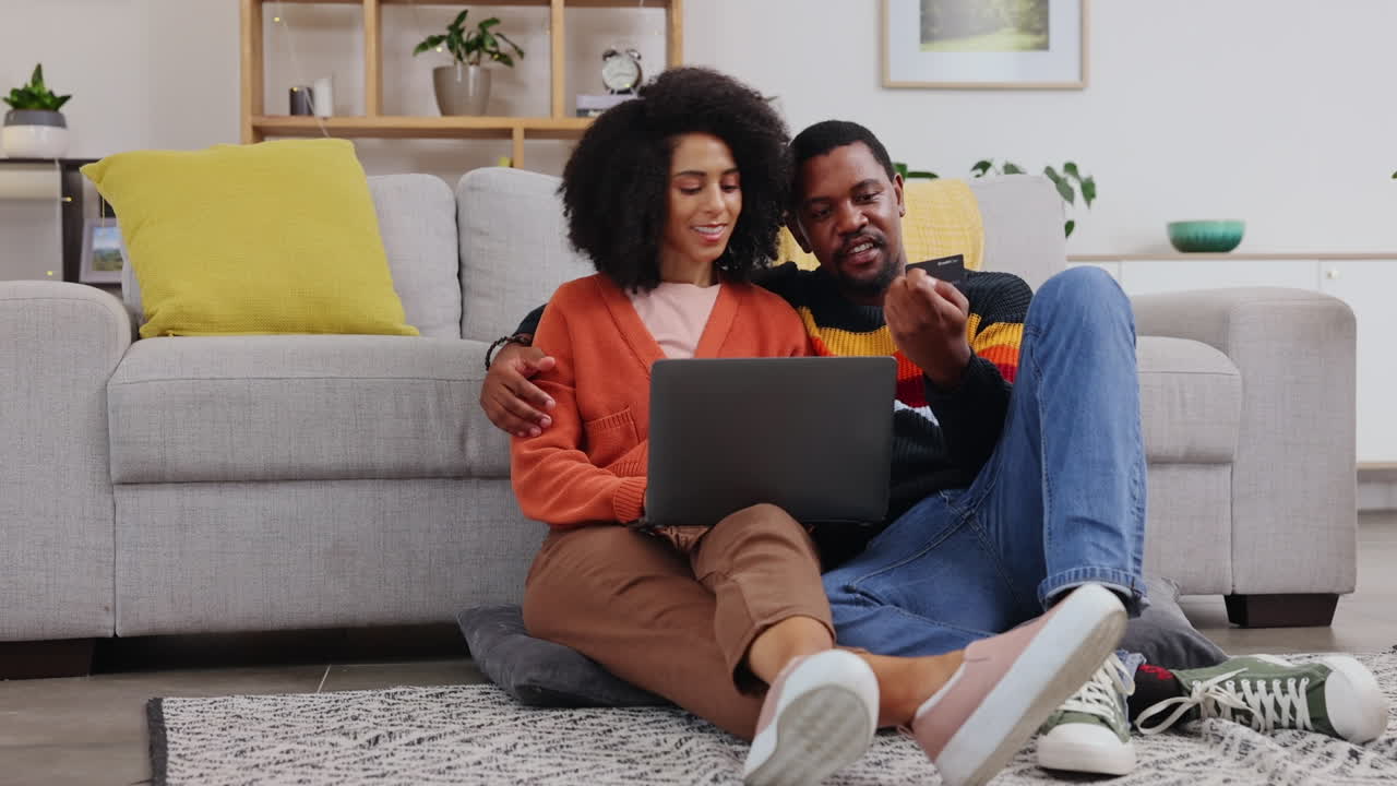 Couple, online shopping and credit card