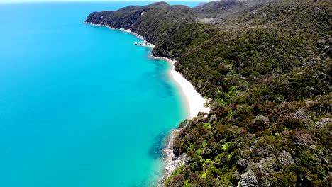 vista aérea de las aguas tranquilas y la costa prístina del parque nacional de abel tasman