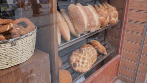 turkish bakery display with various breads