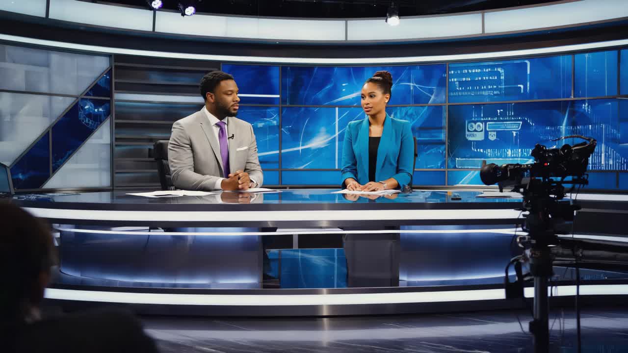 News Anchors in a Modern Studio