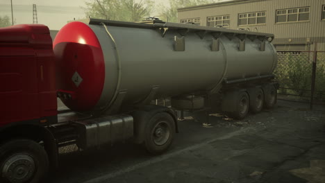 camion con serbatoio di carburante e sito di stoccaggio industriale