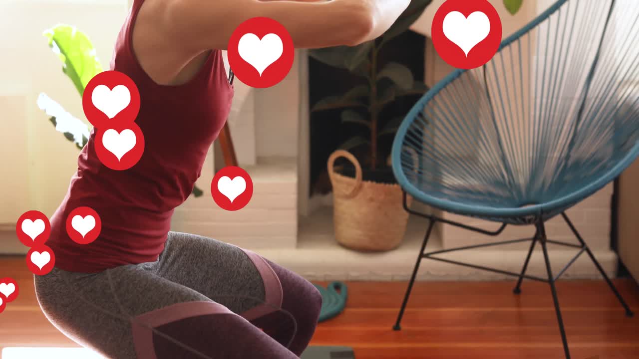 운동하는 백인 여성에 대한 미디어 아이콘의 애니메이션