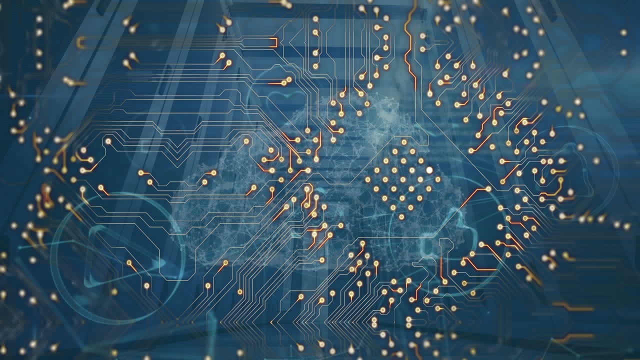 animación del procesamiento de datos en la sala de servidores