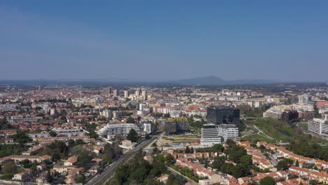 Montpellier-Aiguerelles-Nachbarschaft-Luftaufnahme-Sonniger-Tag-Frankreich-Blick-über-Die-Stadt
