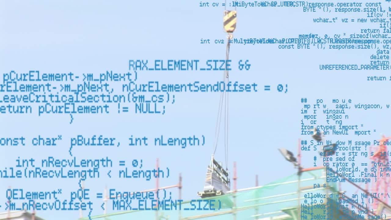 animación del procesamiento de datos sobre el sitio de construcción