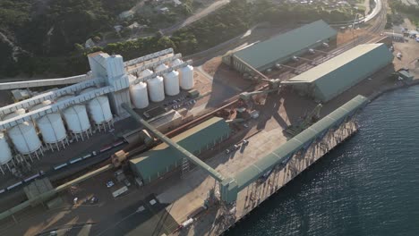 exploring shot of port area in esperance town, grain harvest industry, western australia