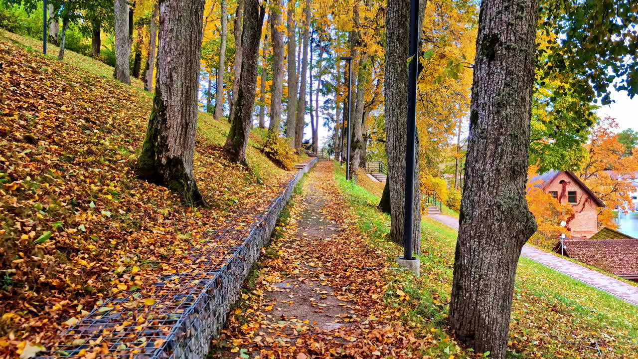Autumn landscape at Ķēniņkalns, a tourist attraction in Talsi, Latvia