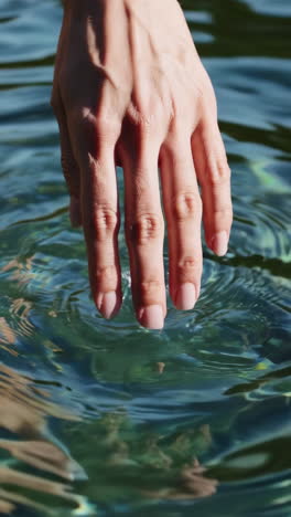 hand touching water creating ripples
