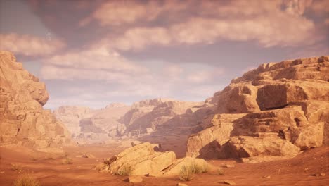 an arid rocky desert environment, 3d animation, animated scene, camera dolly right