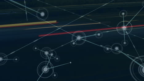 animación de la red de conexiones sobre el paisaje urbano