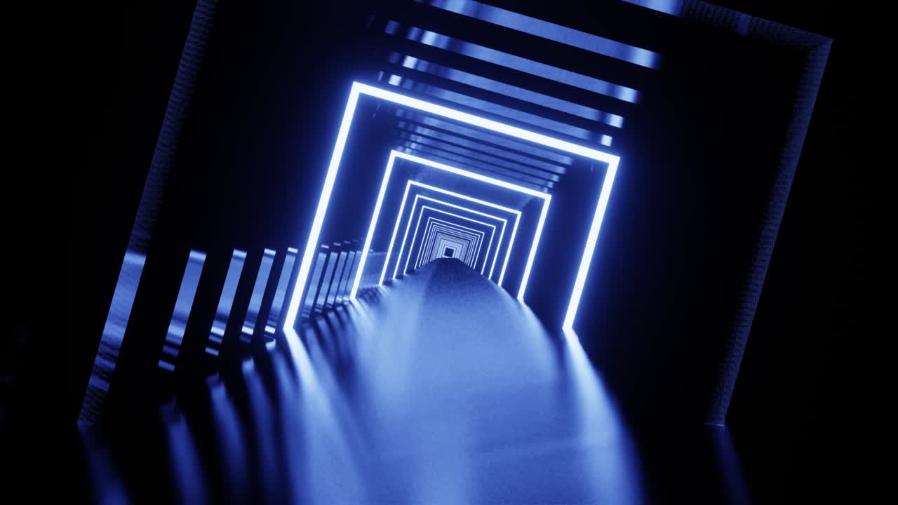 Light blue neon tunnel background new VJ loop