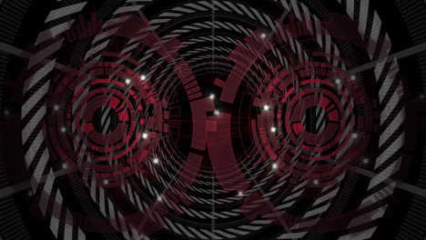 animation of dynamic geometric shapes with abstract red and black circular patterns