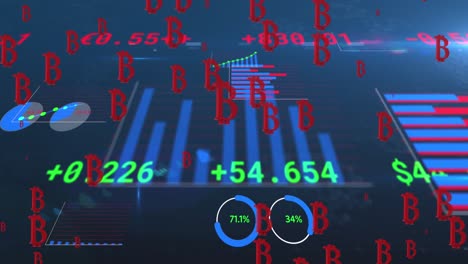 Animation-of-bitcoin-symbols-over-financial-data-processing-on-black-background