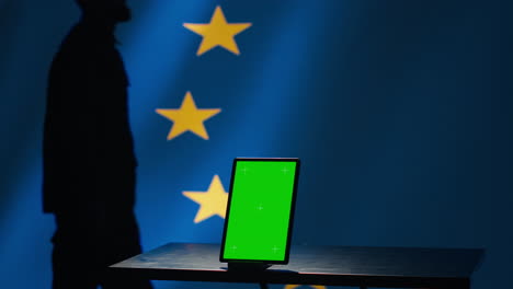 European-Union-counterintelligence-division-uses-green-screen-tablet