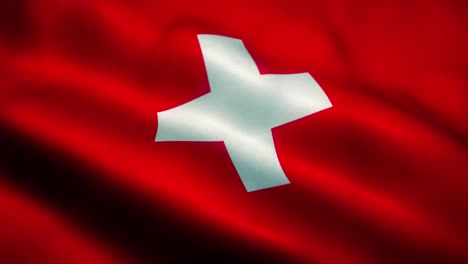 swiss flag waving in the wind. national flag of swiss. sign of swiss seamless loop animation. 4k