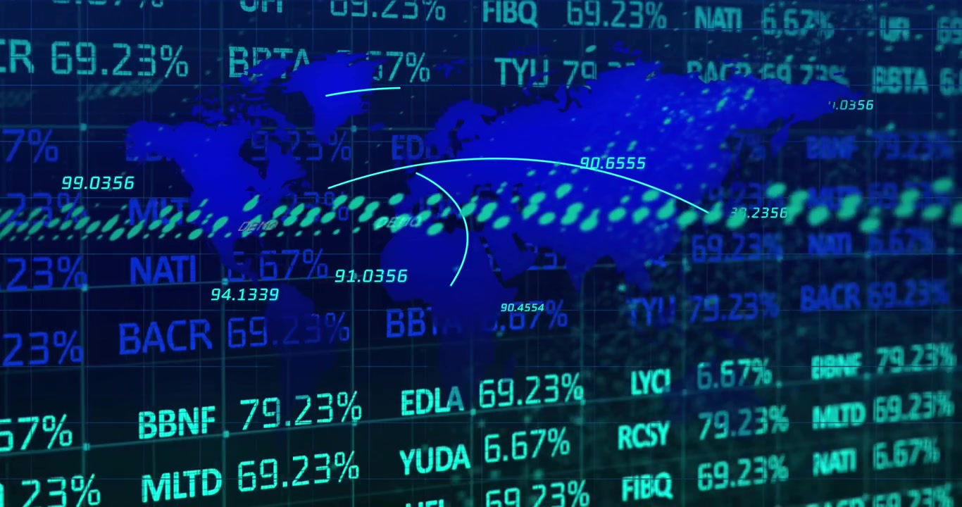 Animation of data processing over world map