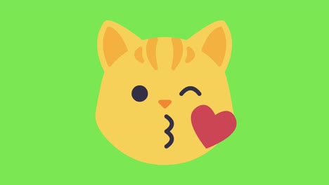 Animierte-Katze-Küsst-Emoji-Liebe-Emoticon-Green-Screen-4k