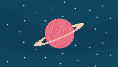 pink ringed planet in space