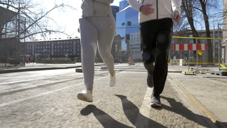 young sportive couple having run outdoor